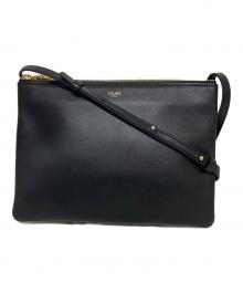 CELINE（セリーヌ）の古着「トリオラージレザーショルダーバッグ」｜ブラック