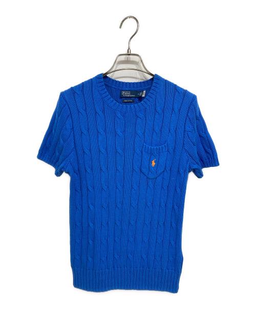POLO RALPH LAUREN（ポロ・ラルフローレン）POLO RALPH LAUREN (ポロ・ラルフローレン) ショートスリーブケーブルニット ブルー サイズ:Ｍの古着・服飾アイテム
