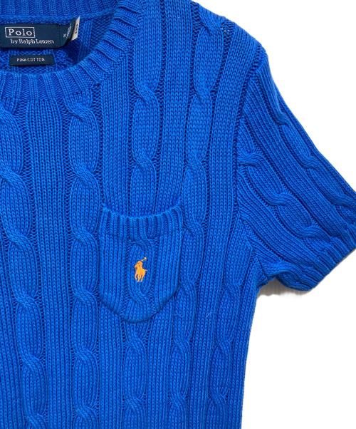 POLO RALPH LAUREN（ポロ・ラルフローレン）POLO RALPH LAUREN (ポロ・ラルフローレン) ショートスリーブケーブルニット ブルー サイズ:Ｍの古着・服飾アイテム