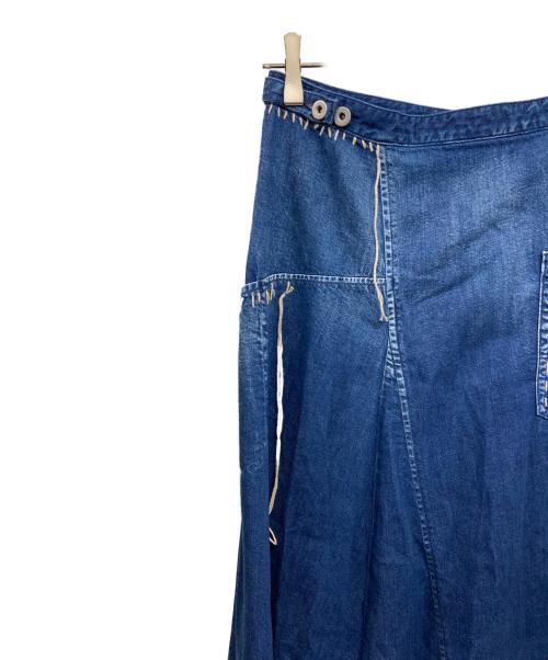Y's（ワイズ）Y's (ワイズ) SPOTTED DENIM FLARE SKIRT WITH GUSSET インディゴ サイズ:2の古着・服飾アイテム