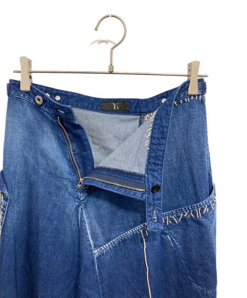 Y's（ワイズ）Y's (ワイズ) SPOTTED DENIM FLARE SKIRT WITH GUSSET インディゴ サイズ:2の古着・服飾アイテム