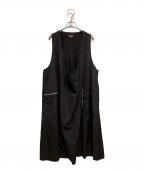 BLACK COMME des GARCONSブラックコムデギャルソン）の古着「ウールギャバジン製品後加工ワンピース　1Q-A005　AD2025 26SS」｜ブラック
