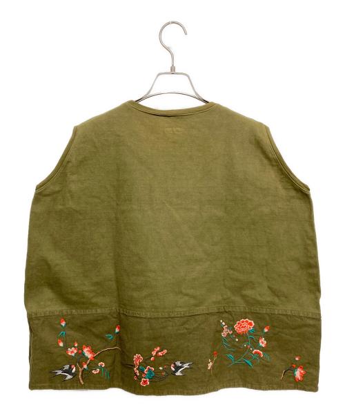 KAPITAL（キャピタル）KAPITAL (キャピタル) フラワー刺繍ノースリーブカットソー グリーン サイズ:XSの古着・服飾アイテム