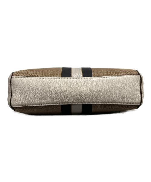 COACH（コーチ）COACH (コーチ) ホース&キャリッジ ストライプ 2way サッチェルバッグ ブラウンの古着・服飾アイテム