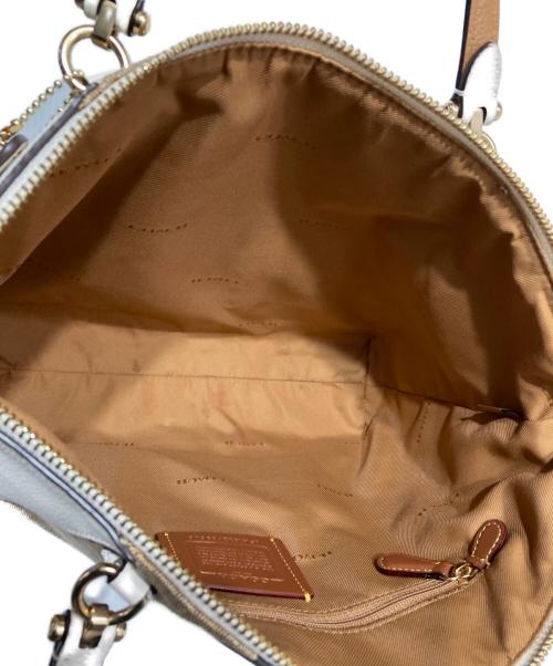 COACH（コーチ）COACH (コーチ) ホース&キャリッジ ストライプ 2way サッチェルバッグ ブラウンの古着・服飾アイテム