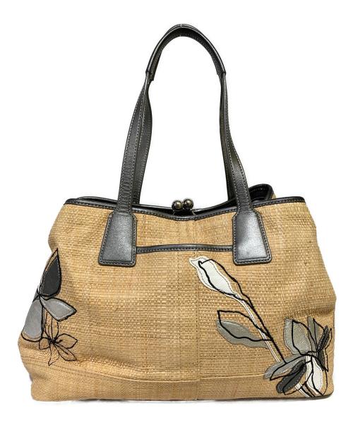 COACH（コーチ）COACH (コーチ) フローラル ストロー キャリーオール ベージュの古着・服飾アイテム