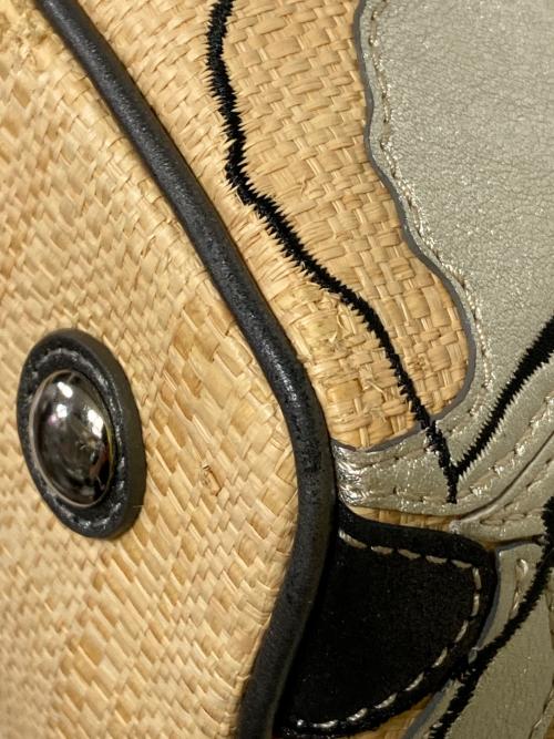 COACH（コーチ）COACH (コーチ) フローラル ストロー キャリーオール ベージュの古着・服飾アイテム