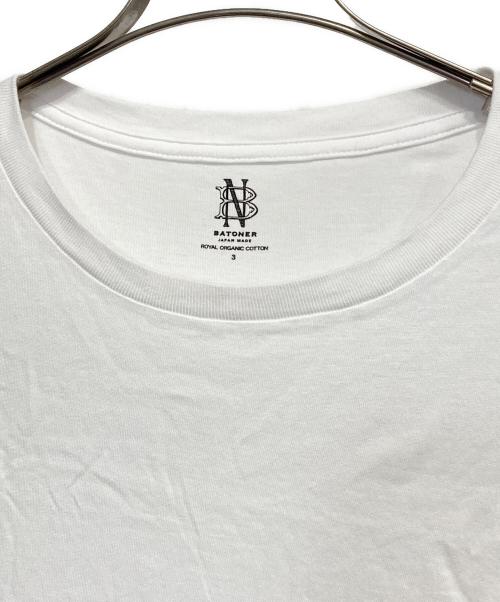 BATONER（バトナ―）BATONER (バトナ―) ロイヤル オーガニックコットン Tシャツ ホワイト サイズ:3の古着・服飾アイテム