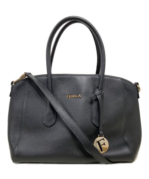 FURLA（フルラ）FURLA (フルラ) レザーハンドバッグ ブラックの古着・服飾アイテム