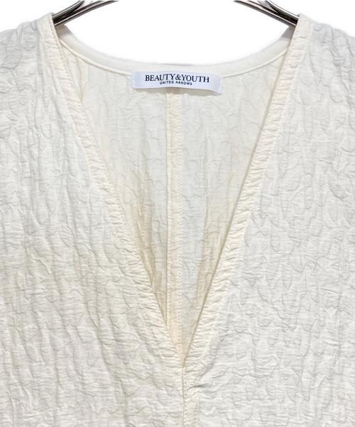 BEAUTY&YOUTH UNITED ARROWS（ビューティーアンドユースユナイテッドアローズ）BEAUTY&YOUTH UNITED ARROWS (ビューティーアンドユースユナイテッドアローズ) シフォンレイヤード ドルマンスリーブワンピース アイボリー サイズ:Ｓの古着・服飾アイテム