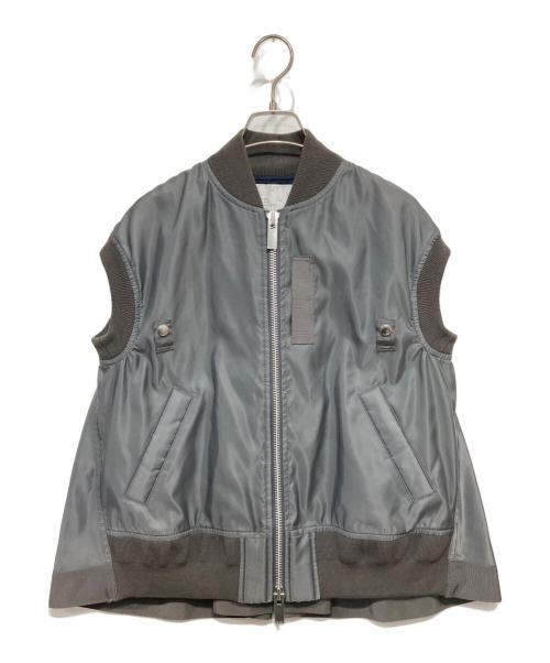 sacai（サカイ）sacai (サカイ) MA-1 ツイル ジップ ベスト グレー サイズ:2の古着・服飾アイテム