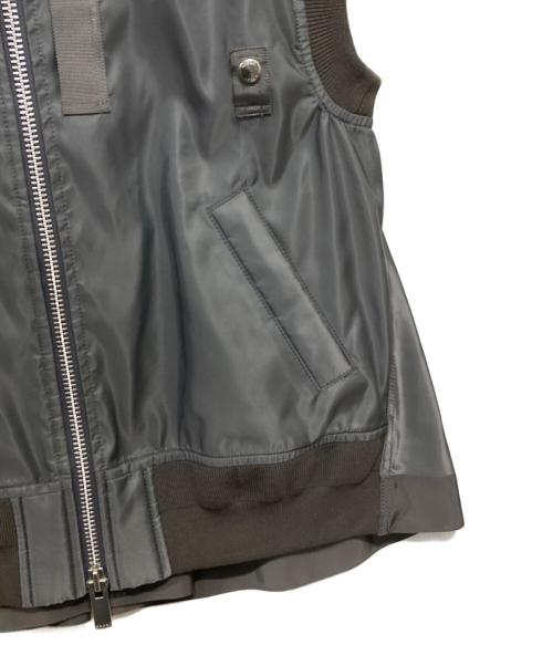 sacai（サカイ）sacai (サカイ) MA-1 ツイル ジップ ベスト グレー サイズ:2の古着・服飾アイテム