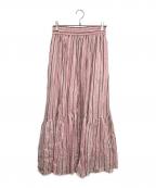 ne quittez pasヌキテパ）の古着「Cotton Voile Stripe Slant Panel Skirt」｜ピンク