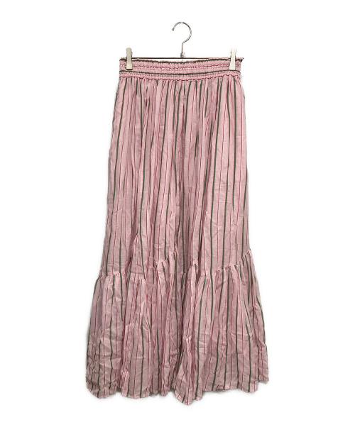 ne quittez pas（ヌキテパ）ne quittez pas (ヌキテパ) Cotton Voile Stripe Slant Panel Skirt ピンク サイズ:-の古着・服飾アイテム