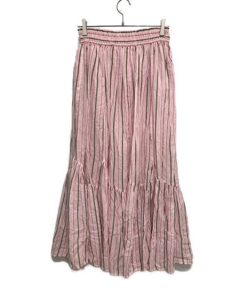 ne quittez pas（ヌキテパ）ne quittez pas (ヌキテパ) Cotton Voile Stripe Slant Panel Skirt ピンク サイズ:-の古着・服飾アイテム