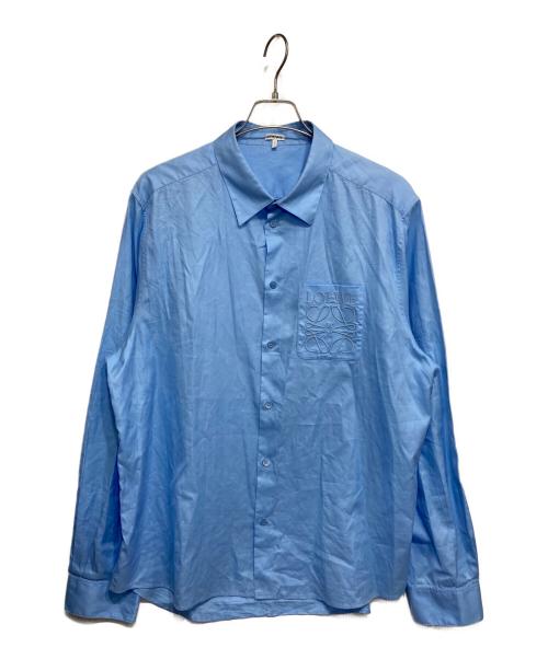 LOEWE（ロエベ）LOEWE (ロエベ) アナグラム刺繍レギュラーカラーシャツ ブルー サイズ:42の古着・服飾アイテム