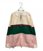 TOGA VIRILISトーガ ビリリース）の古着「RUGGER ZIP TOP」｜ベージュ×グリーン