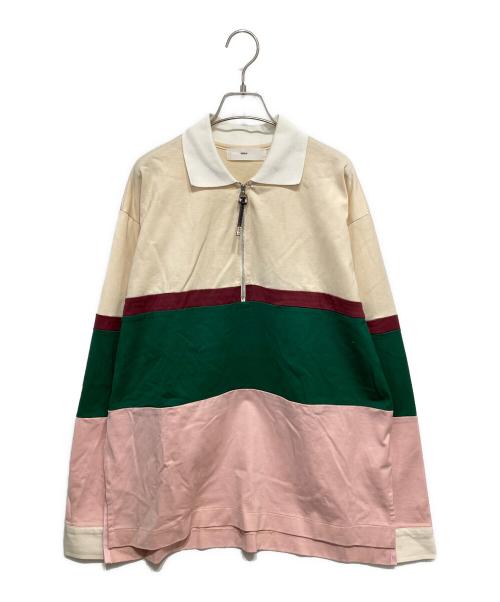 TOGA VIRILIS（トーガ ビリリース）TOGA VIRILIS (トーガ ビリリース) RUGGER ZIP TOP ベージュ×グリーン サイズ:46の古着・服飾アイテム