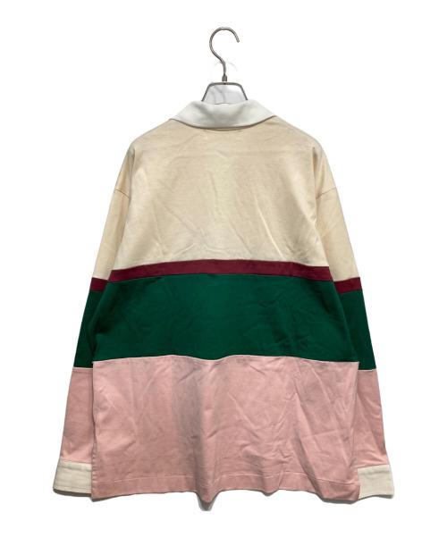 TOGA VIRILIS（トーガ ビリリース）TOGA VIRILIS (トーガ ビリリース) RUGGER ZIP TOP ベージュ×グリーン サイズ:46の古着・服飾アイテム