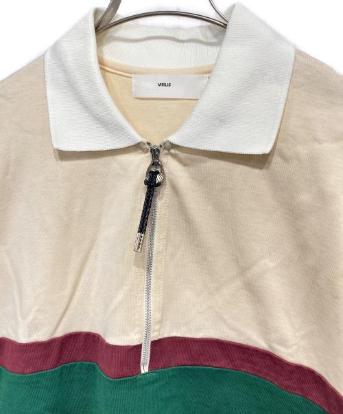 TOGA VIRILIS（トーガ ビリリース）TOGA VIRILIS (トーガ ビリリース) RUGGER ZIP TOP ベージュ×グリーン サイズ:46の古着・服飾アイテム