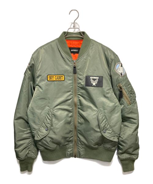 AVIREX（アヴィレックス）AVIREX (アヴィレックス) ディズニーコレクション フライトジャケット/Disney Collection FLIGHT JACKET グリーン サイズ:2XLの古着・服飾アイテム