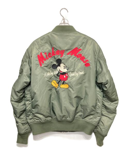 AVIREX（アヴィレックス）AVIREX (アヴィレックス) ディズニーコレクション フライトジャケット/Disney Collection FLIGHT JACKET グリーン サイズ:2XLの古着・服飾アイテム