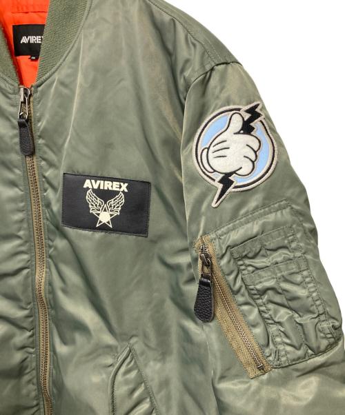 AVIREX（アヴィレックス）AVIREX (アヴィレックス) ディズニーコレクション フライトジャケット/Disney Collection FLIGHT JACKET グリーン サイズ:2XLの古着・服飾アイテム