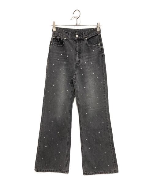 Ameri（アメリ）Ameri (アメリ) UND BIJOU STRAIGHT DENIM PANTS グレー サイズ:25の古着・服飾アイテム