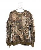 JUN NAKAYAMAジュンナカヤマ）の古着「DISTRESSED CREWNECK」｜グリーン