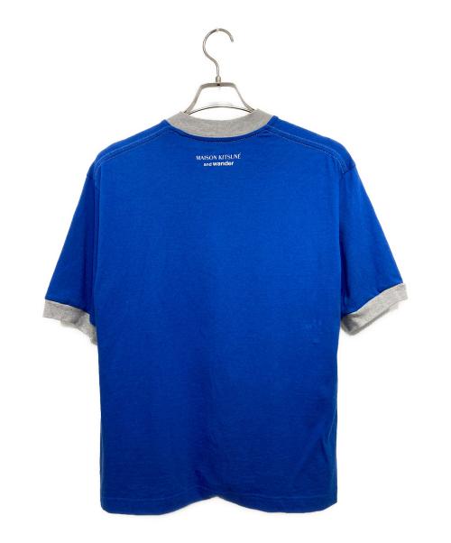 maison kitsune（メゾンキツネ）maison kitsune (メゾンキツネ) and wander (アンドワンダー) リンガーTシャツ ブルー サイズ:２の古着・服飾アイテム