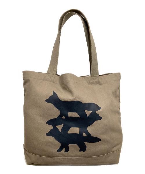 maison kitsune（メゾンキツネ）maison kitsune (メゾンキツネ) STUNT FOX TOTE ベージュの古着・服飾アイテム