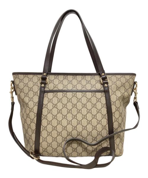 GUCCI（グッチ）GUCCI (グッチ) GGスプリーム 2WAYトートバッグ ブラウンの古着・服飾アイテム