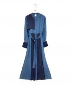 HAREハレ）の古着「アシンメトリー配色プリーツワンピース」｜ネイビー×ブルー