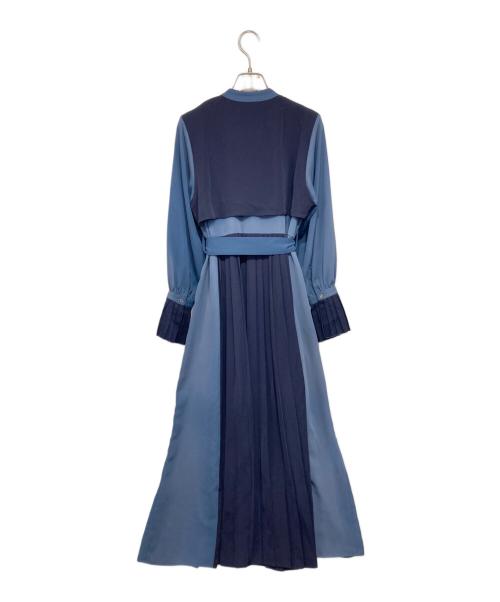 HARE（ハレ）HARE (ハレ) アシンメトリー配色プリーツワンピース ネイビー×ブルー サイズ:Ｆの古着・服飾アイテム