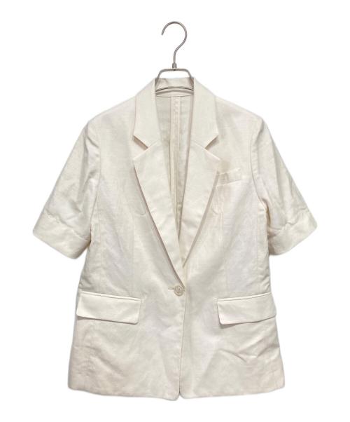 allureville（アルアバイル）allureville (アルアバイル) リネンコンシャークスキンハーフスリーブジャケット アイボリー サイズ:1の古着・服飾アイテム