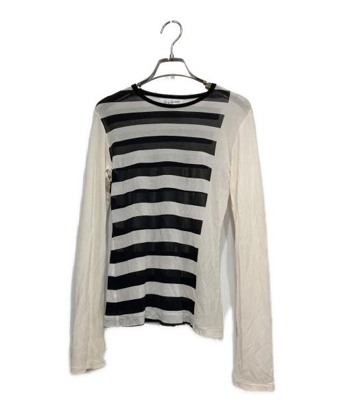 Yohji Yamamoto FEMME（ヨウジヤマモトファム）Yohji Yamamoto FEMME (ヨウジヤマモトファム) ボーダーカットソー ホワイト×ブラック サイズ:Mの古着・服飾アイテム