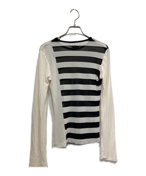 Yohji Yamamoto FEMME（ヨウジヤマモトファム）Yohji Yamamoto FEMME (ヨウジヤマモトファム) ボーダーカットソー ホワイト×ブラック サイズ:Mの古着・服飾アイテム