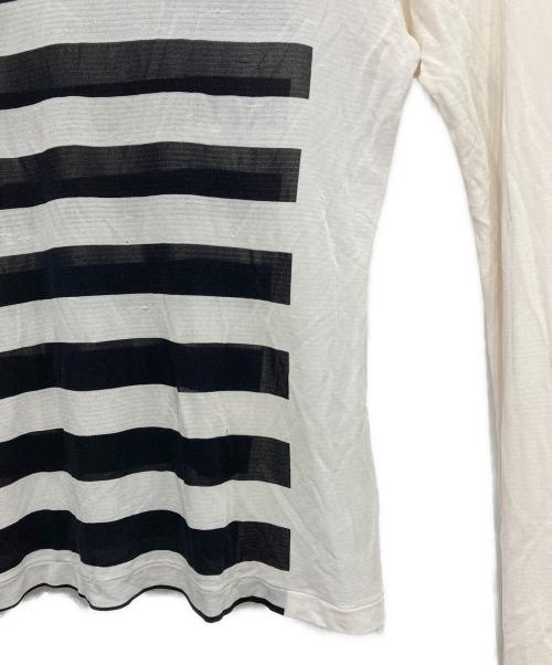 Yohji Yamamoto FEMME（ヨウジヤマモトファム）Yohji Yamamoto FEMME (ヨウジヤマモトファム) ボーダーカットソー ホワイト×ブラック サイズ:Mの古着・服飾アイテム