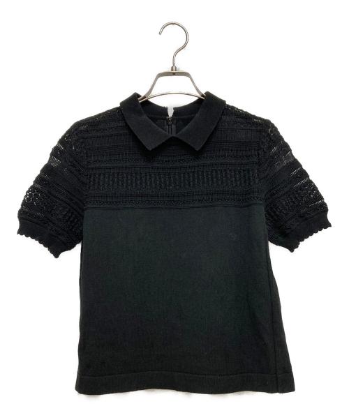 ANAYI（アナイ）ANAYI (アナイ) 半袖ニットポロシャツ ブラック サイズ:38の古着・服飾アイテム