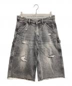 Liberaidersリベレイダース）の古着「DAMAGED DENIM BUGGY SHORTS/リベレイダース ダメージドデニムバギーショーツ」｜グレー