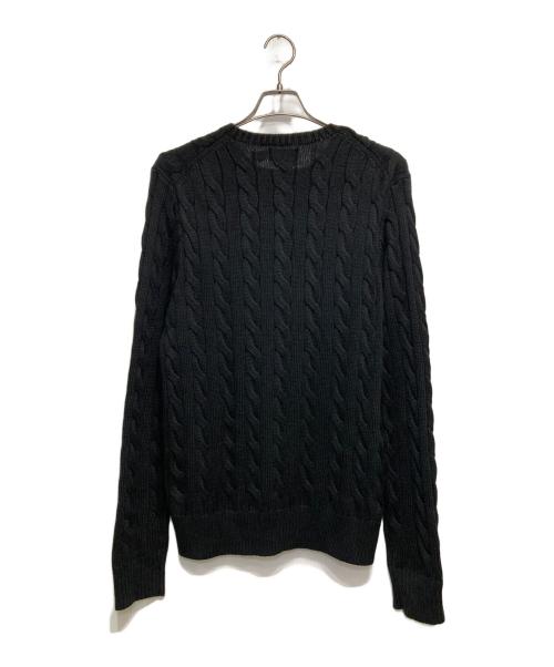 POLO RALPH LAUREN（ポロ・ラルフローレン）POLO RALPH LAUREN (ポロ・ラルフローレン) ケーブルニット コットン セーター ブラック サイズ:Mの古着・服飾アイテム