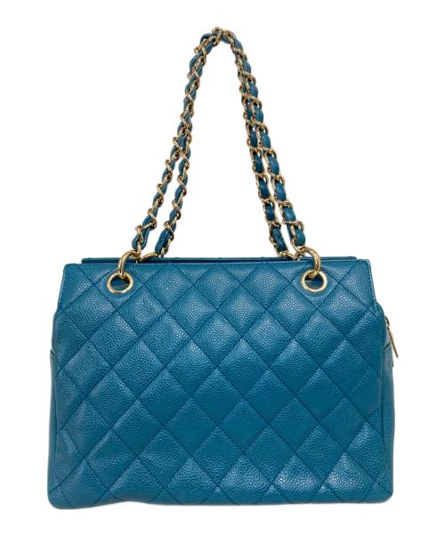 CHANEL（シャネル）CHANEL (シャネル) キャビアスキンチェーンショルダーバッグ ブルーの古着・服飾アイテム