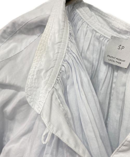 SP STASTNY PRODUKT（エシュペー）SP stastny produkt (エシュペー) コットンギャザーブラウス ブルー サイズ:FREEの古着・服飾アイテム
