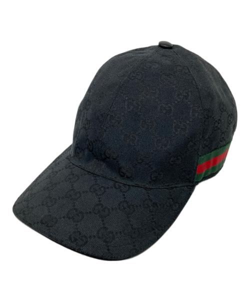GUCCI（グッチ）GUCCI (グッチ) GGキャンバスベースボールキャップ ブラック サイズ:XLの古着・服飾アイテム