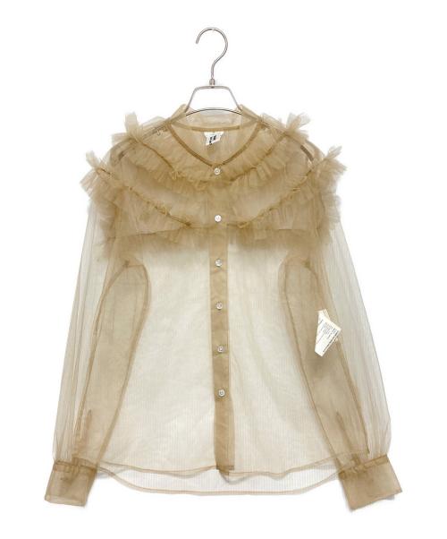 noir kei ninomiya（ノワール ケイ ニノミヤ）noir kei ninomiya (ノワール ケイ ニノミヤ) シアーフリルブラウス ベージュ サイズ:Sの古着・服飾アイテム