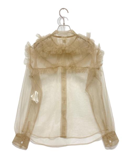 noir kei ninomiya（ノワール ケイ ニノミヤ）noir kei ninomiya (ノワール ケイ ニノミヤ) シアーフリルブラウス ベージュ サイズ:Sの古着・服飾アイテム