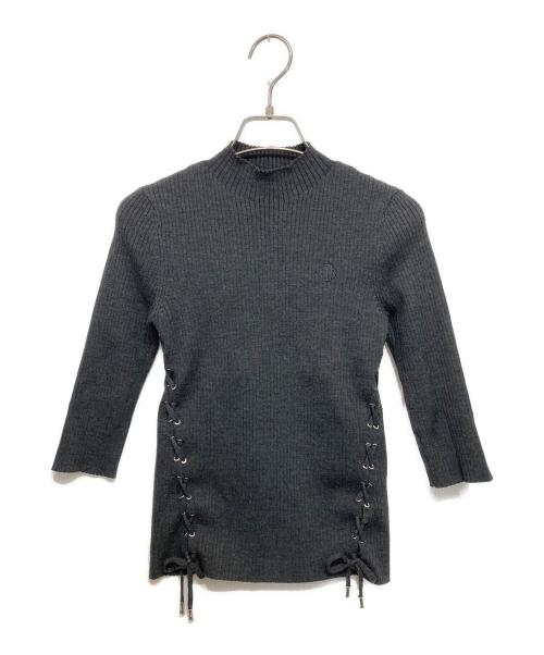 maje（マージュ）maje (マージュ) エンブロイダリーロゴリブニット グレー サイズ:1の古着・服飾アイテム