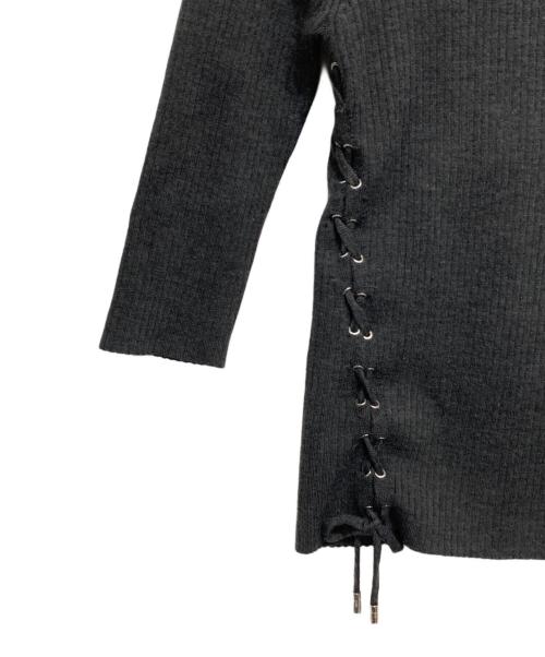 maje（マージュ）maje (マージュ) エンブロイダリーロゴリブニット グレー サイズ:1の古着・服飾アイテム