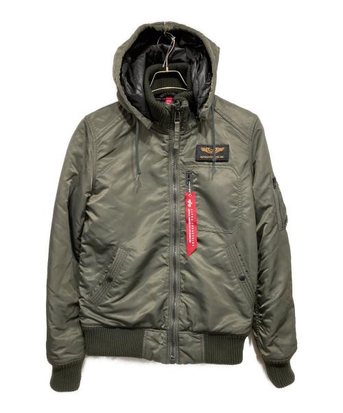 ALPHA（アルファ）ALPHA (アルファ) フーデットリブジャケット グレー サイズ:Mの古着・服飾アイテム