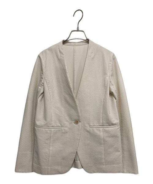 SOEJU（ソージュ）SOEJU (ソージュ) シアサッカーノーカラージャケット ベージュ サイズ:Ｍの古着・服飾アイテム